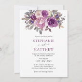 Dusty Mauve Paarse Blush Floral Botanical Wedding Kaart (Voorkant)