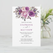 Dusty Mauve Paarse Blush Floral Botanical Wedding Kaart (Staand voorkant)