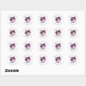 Dusty Mauve Paarse Blush Floral Botanical Wedding Ronde Sticker (Vel)