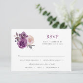 Dusty Mauve Paarse Blush Floral Botanical Wedding RSVP Kaartje (Staand voorkant)