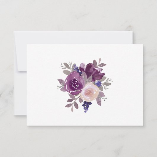 Dusty Mauve Paarse Blush Floral Botanical Wedding RSVP Kaartje (Achterkant)
