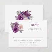 Dusty Mauve Paarse Blush Floral Botanical Wedding RSVP Kaartje (Voorkant / Achterkant)