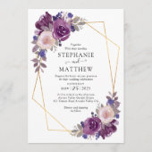 Dusty Mauve Paarse Blush Geometric Floral Wedding Kaart (Voorkant)