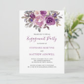 Dusty Mauve Paarse Botanical Engagement Party Kaart (Staand voorkant)