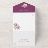Dusty Mauve Peach Blush Floral Wedding All In One Uitnodiging (Buitenkant)