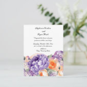 Dusty Mauve Peach Peony bruiloft uitnodiging (Staand voorkant)