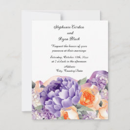 Dusty Mauve Peach Peony bruiloft uitnodiging