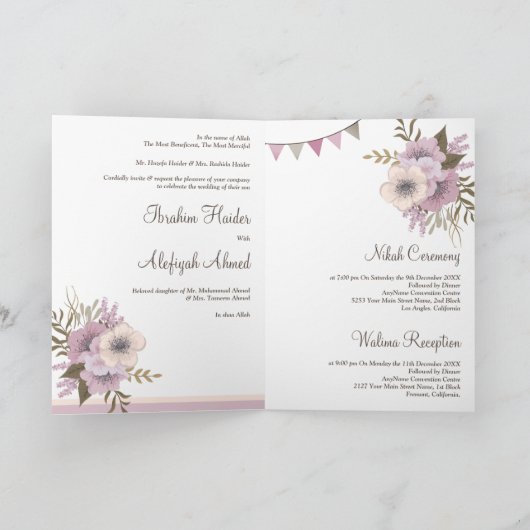 Dusty Mauve Pink Floral Islamic Muslim Wedding (Binnen)