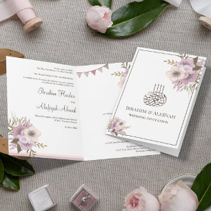 Dusty Mauve Pink Floral Islamic Muslim Wedding