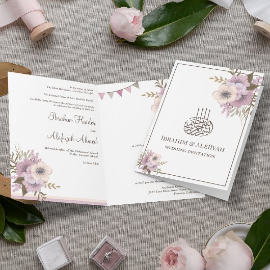 Dusty Mauve Pink Floral Islamic Muslim Wedding