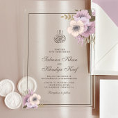 Dusty Mauve Pink Floral Islamic Muslim Wedding Acryl Uitnodigingen