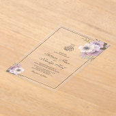 Dusty Mauve Pink Floral Islamic Muslim Wedding Acryl Uitnodigingen (Laagn)