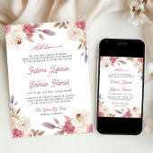 Dusty Mauve Pink Floral Islamic Muslim Wedding Kaart