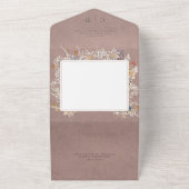 Dusty Mauve  Romantic Wildflower QR Code All In One Uitnodiging (Buitenkant)
