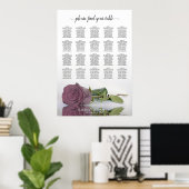 Dusty Mauve Roos 20 Tafel Wedding Seating Chart Poster (Thuiskantoor)
