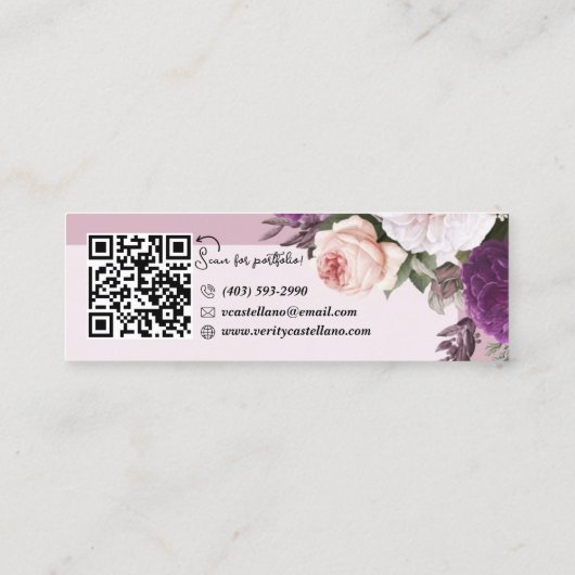 Dusty Mauve Roos Bloemen Eenvoudige Persoonlijke Mini Visitekaartje (Achterkant)