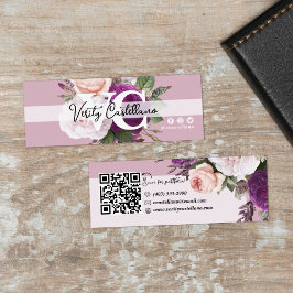 Dusty Mauve Roos Bloemen Eenvoudige Persoonlijke Mini Visitekaartje