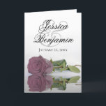 Dusty Mauve Roos Elegant Romantic Photo Wedding<br><div class="desc">Deze prachtige huwelijksuitnodigingen zijn voorzien van een verbluffend design met een enkel roos met lange steentjes of een roze, roze roos dat reflecteert in water met golven en rimpels. De voorzijde toont de eerste namen van het paar in fancy manuscript het schrijven. Binnen is ruimte voor de foto van het...</div>