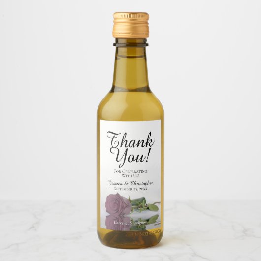 Dusty Mauve Roos Elegant Wedding Bedankt Mini Wijn Etiket (Voorkant)