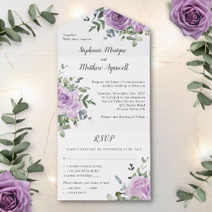 Dusty Mauve Roos Eucalyptus Botanical Wedding All In One Uitnodiging