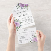 Dusty Mauve Roos Eucalyptus Botanical Wedding All In One Uitnodiging (Afscheurbaar)