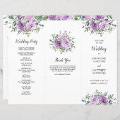 Dusty Mauve Roos Eucalyptus Order of Service (Voorkant / Achterkant)