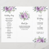 Dusty Mauve Roos Eucalyptus Order of Service (Voorkant)