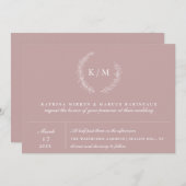 Dusty Mauve Roos Foliage Wreaton Monogram Wedding (Voorkant / Achterkant)