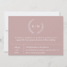 Dusty Mauve Roos Foliage Wreaton Monogram Wedding