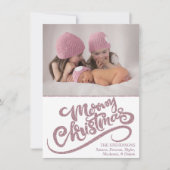 Dusty Mauve Roos Roze Merry Christmas Modern Foto Feestdagenkaart (Voorkant)