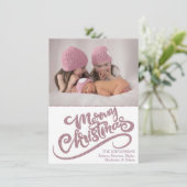 Dusty Mauve Roos Roze Merry Christmas Modern Foto Feestdagenkaart (Staand voorkant)