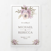 Dusty Mauve roze bloemige bruiloft foto Drieluik Uitnodiging (Cover)