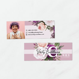 Dusty Mauve Rozen Bloemen Persoonlijke Foto Mini Visitekaartje