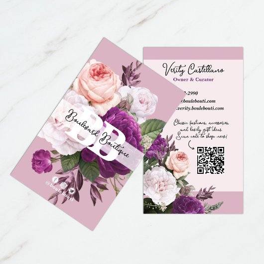 Dusty Mauve  Rozen Floral Boutique QR Code Visitekaartje