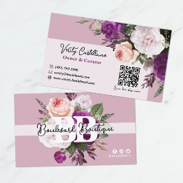 Dusty Mauve Rozen Floral Boutique QR Code Visitekaartje