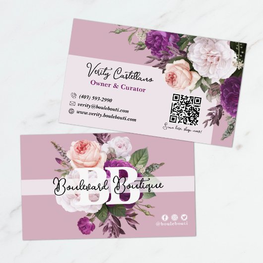 Dusty Mauve  Rozen Floral Boutique QR Code Visitekaartje