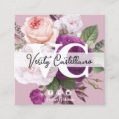 Dusty Mauve  Rozen Floral Eenvoudig Persoonlijk Vierkante Visitekaartje (Voorkant)