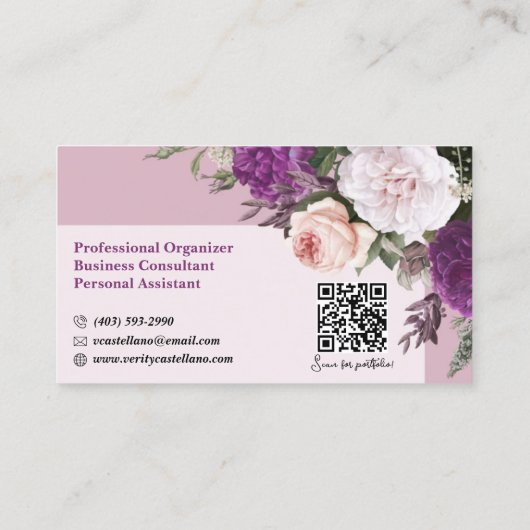 Dusty Mauve Rozen Floral Eenvoudig Persoonlijk Visitekaartje (Achterkant)