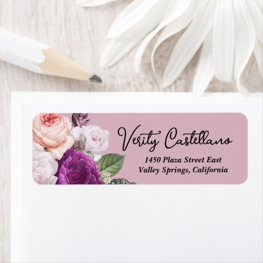 Dusty Mauve  Rozen Floral Retouradres Etiket (Insitu)