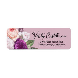 Dusty Mauve Rozen Floral Retouradres Etiket