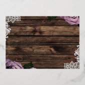 Dusty Mauve Rozen Pink Lace Rustic Wedding Folie Uitnodiging (Achterkant)