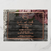 Dusty Mauve Rozen Pink Wood Rustic Wedding Folie Uitnodiging (Voorkant)
