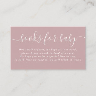 Dusty Mauve Typografie Baby shower boeken voor Bab Informatiekaartje