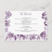Dusty Mauve Waterverf Floral Wedding Details Informatiekaartje (Voorkant)