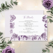 Dusty Mauve Waterverf Floral Wedding Details Informatiekaartje