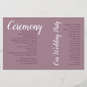 Dusty Mauve Wedding Photo Ceremony Program (Voorkant)