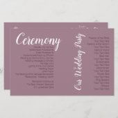 Dusty Mauve Wedding Photo Ceremony Program (Voorkant / Achterkant)