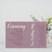 Dusty Mauve Wedding Photo Ceremony Program (Staand voorkant)
