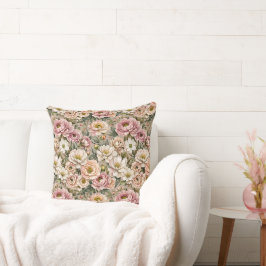 Dusty Mauve & White Roses Kussen