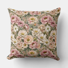 Dusty Mauve & White Roses Kussen